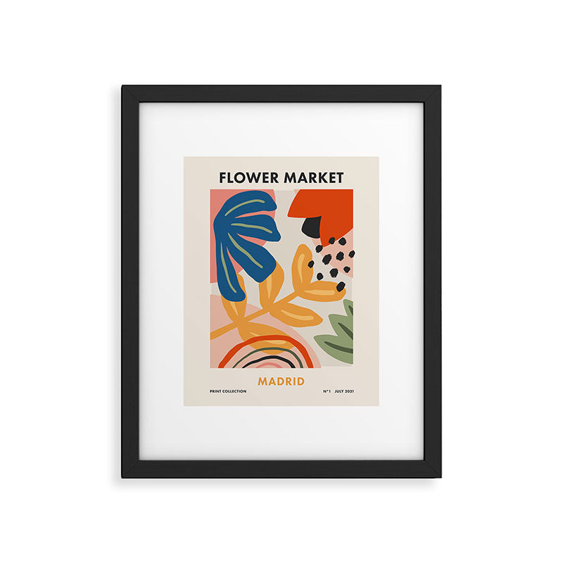 Flower Market Madrid, Abstract Retro Floral Print Framed Art Print Gallery Image 5
