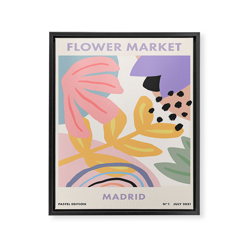 Flower Market Madrid, Pastel Edition Framed Canvas Print Gallery Image 6