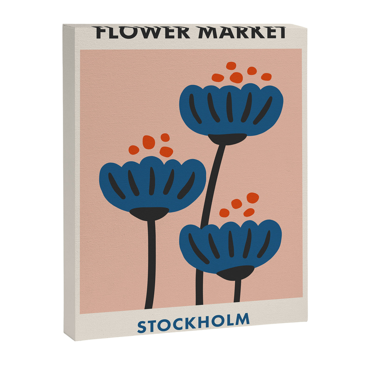 Flower Market Stockholm, Blue Playful Fowers Canvas Print Gallery Image 6