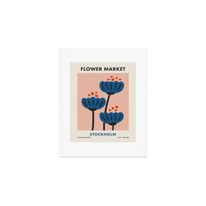 Flower Market Stockholm, Blue Playful Fowers Art Print Gallery Image 1