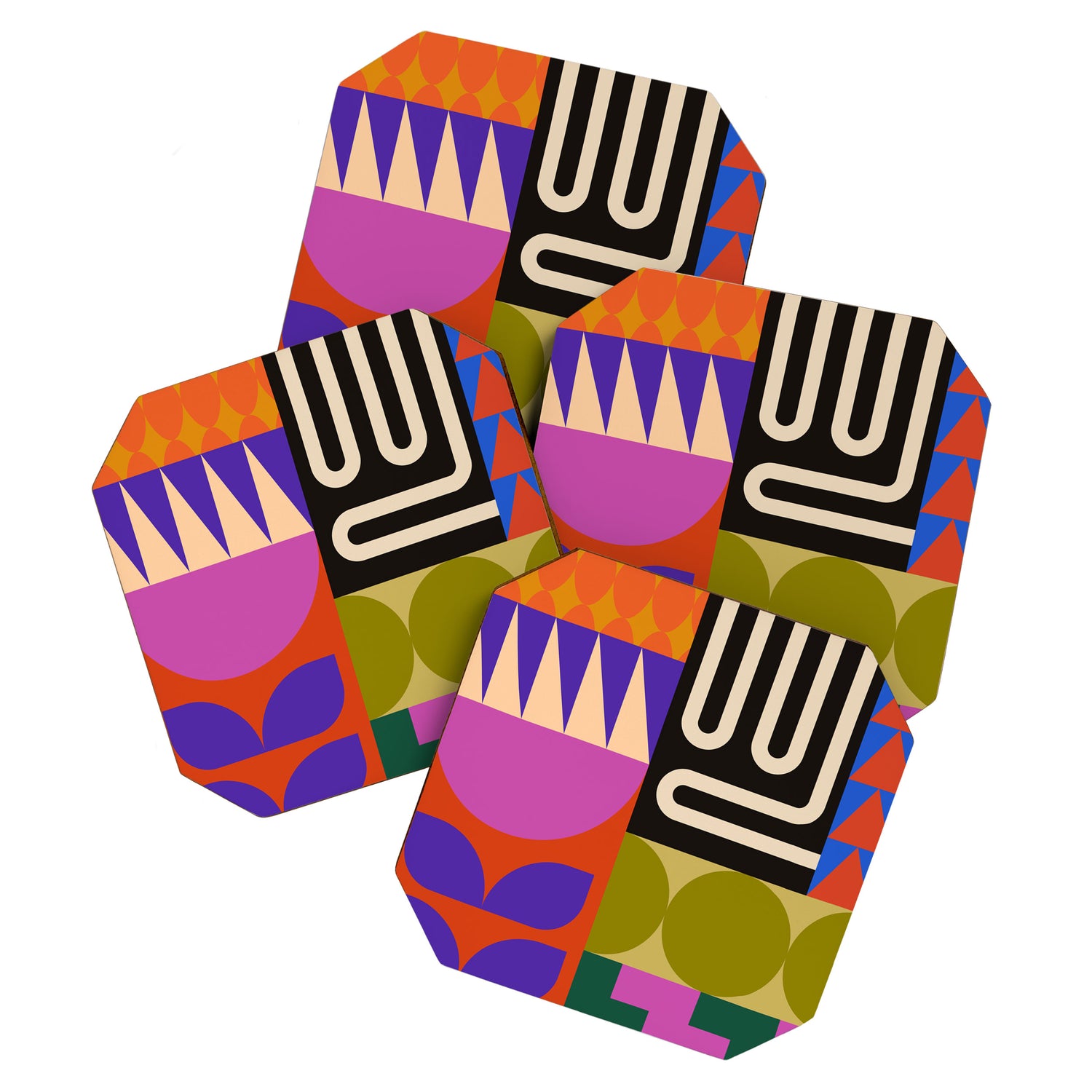 Geometric Bold Colorful Play Pattern Coaster Gallery Image 1
