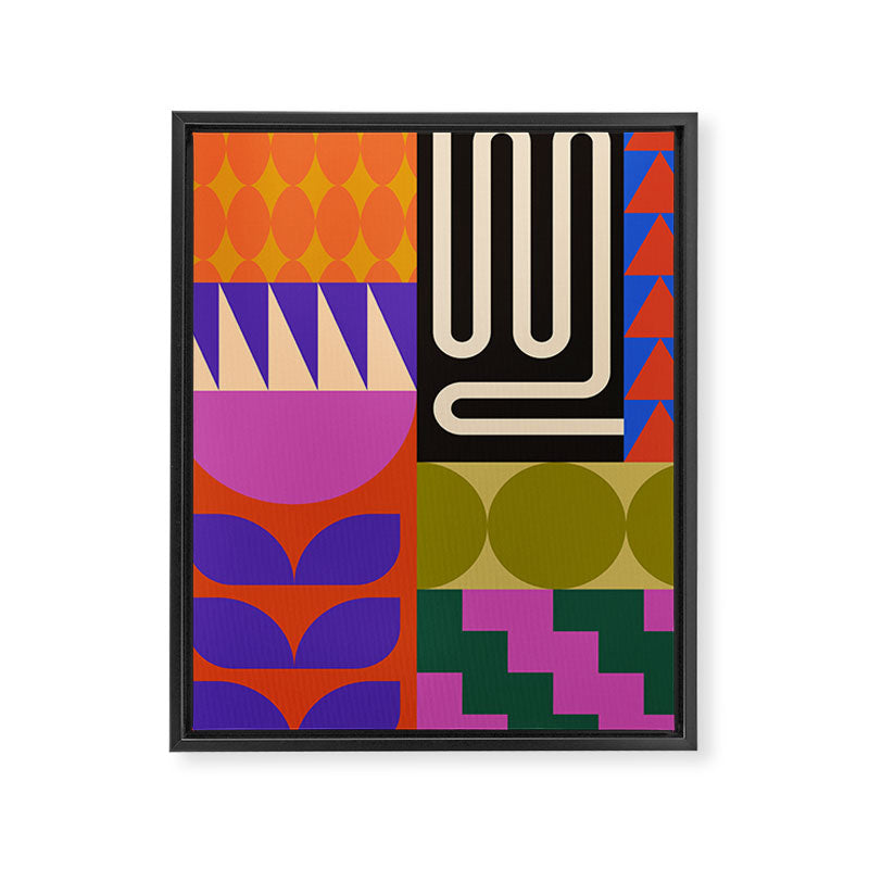 Geometric Bold Colorful Play Pattern Framed Canvas Print Gallery Image 6