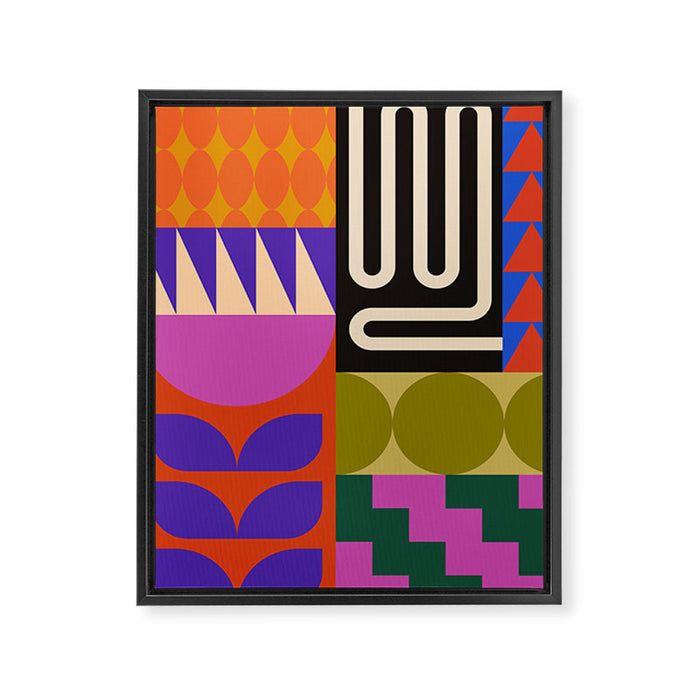 Geometric Bold Colorful Play Pattern Framed Canvas Print Gallery Image 1