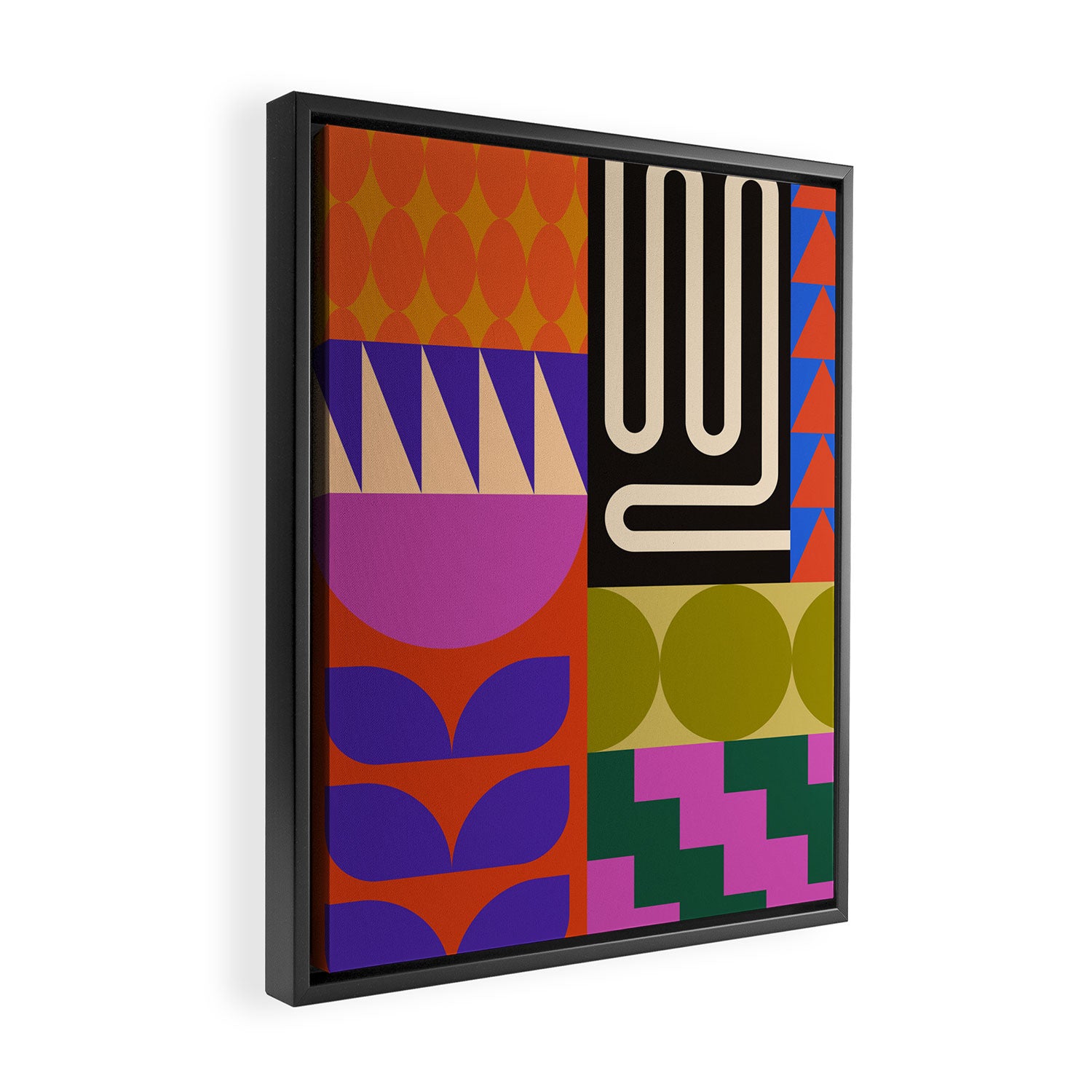 Geometric Bold Colorful Play Pattern Framed Canvas Print Gallery Image 2