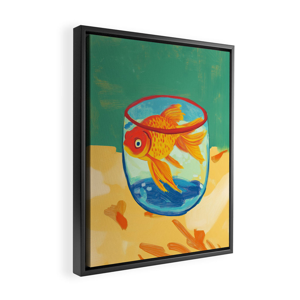 Golden Fish in a Bowl Matisse Inspired Painting Framed Canvas Print Gallery Image 2