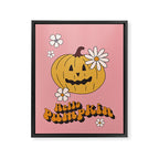 Hello Pumpkin Retro Pink Floral Print Framed Canvas Print Gallery Image 6
