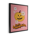 Hello Pumpkin Retro Pink Floral Print Framed Canvas Print Gallery Image 2