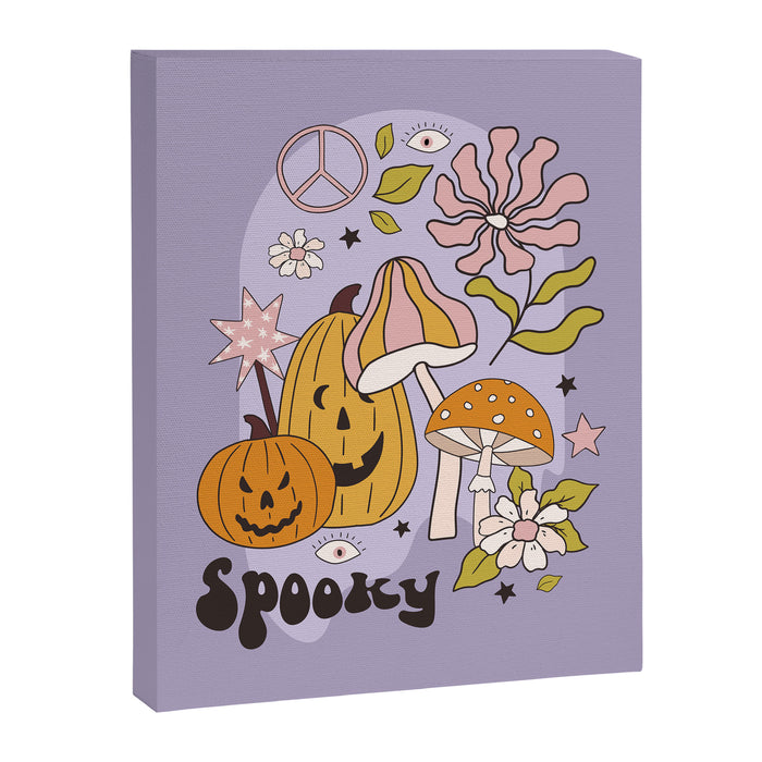 Hippie Groovy Halloween Print in Pastel Lilac Canvas Print Gallery Image 1