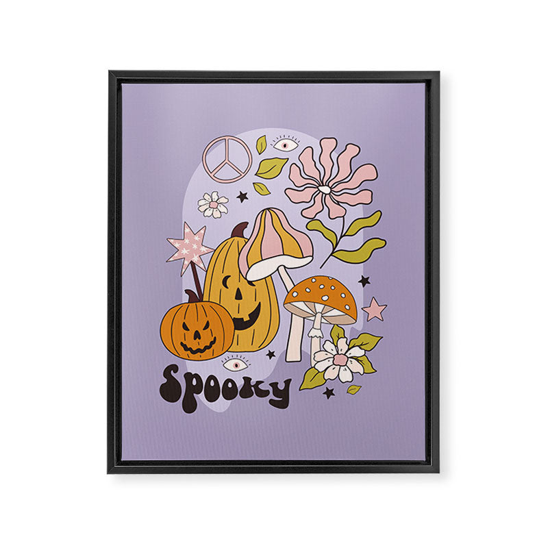 Hippie Groovy Halloween Print in Pastel Lilac Framed Canvas Print Gallery Image 6