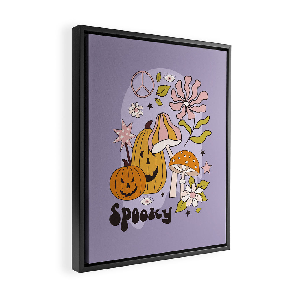 Hippie Groovy Halloween Print in Pastel Lilac Framed Canvas Print Gallery Image 2