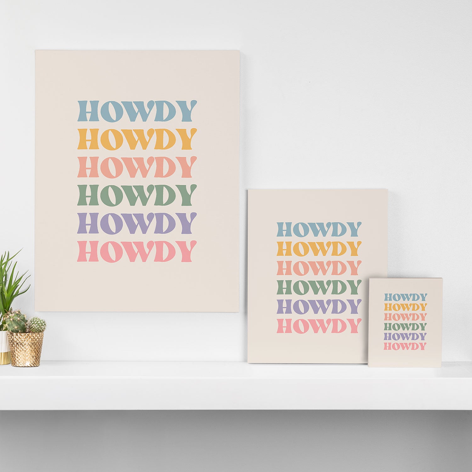 Howdy Colorful Retro Quote Canvas Print Gallery Image 3