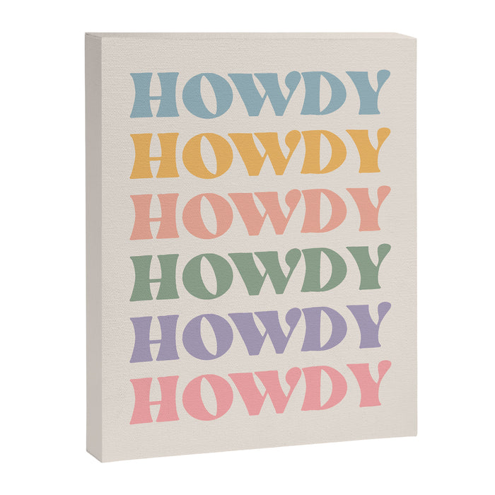 Howdy Colorful Retro Quote Canvas Print Gallery Image 1