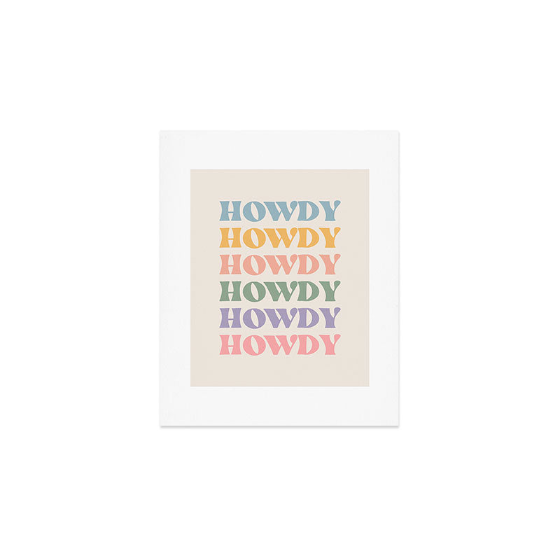 Howdy Colorful Retro Quote Art Print Gallery Image 1