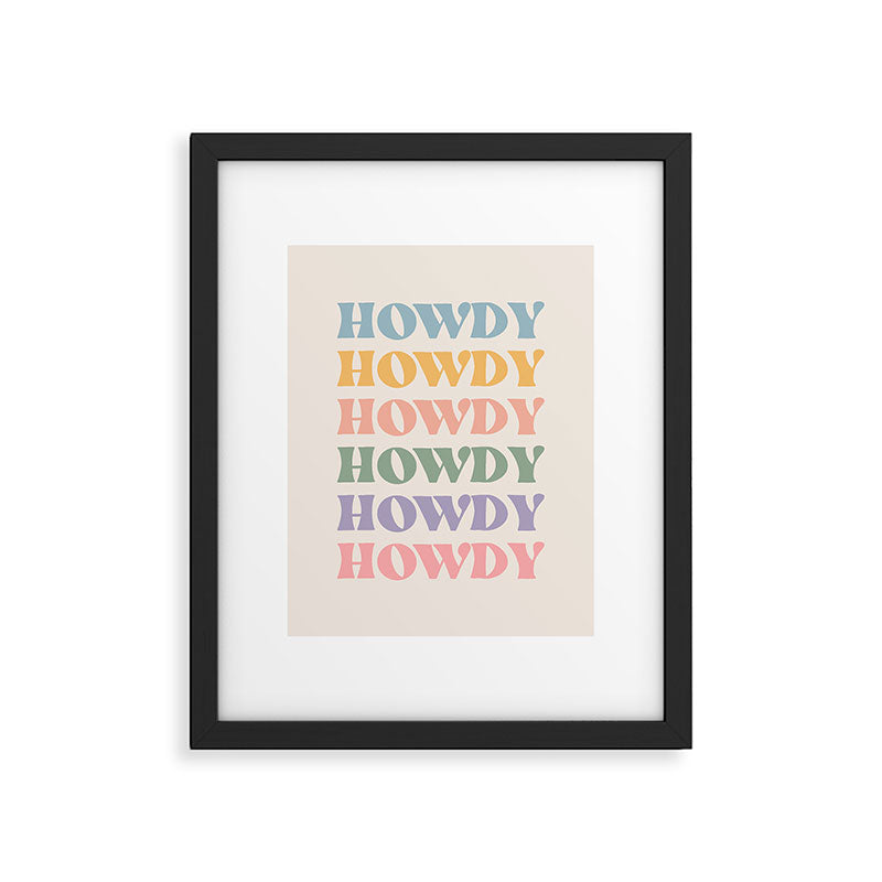 Howdy Colorful Retro Quote Framed Art Print Gallery Image 5
