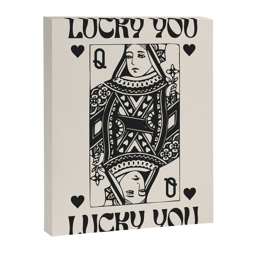 Lucky you Queen of Hearts Black and White Canvas Print Gallery Image 6