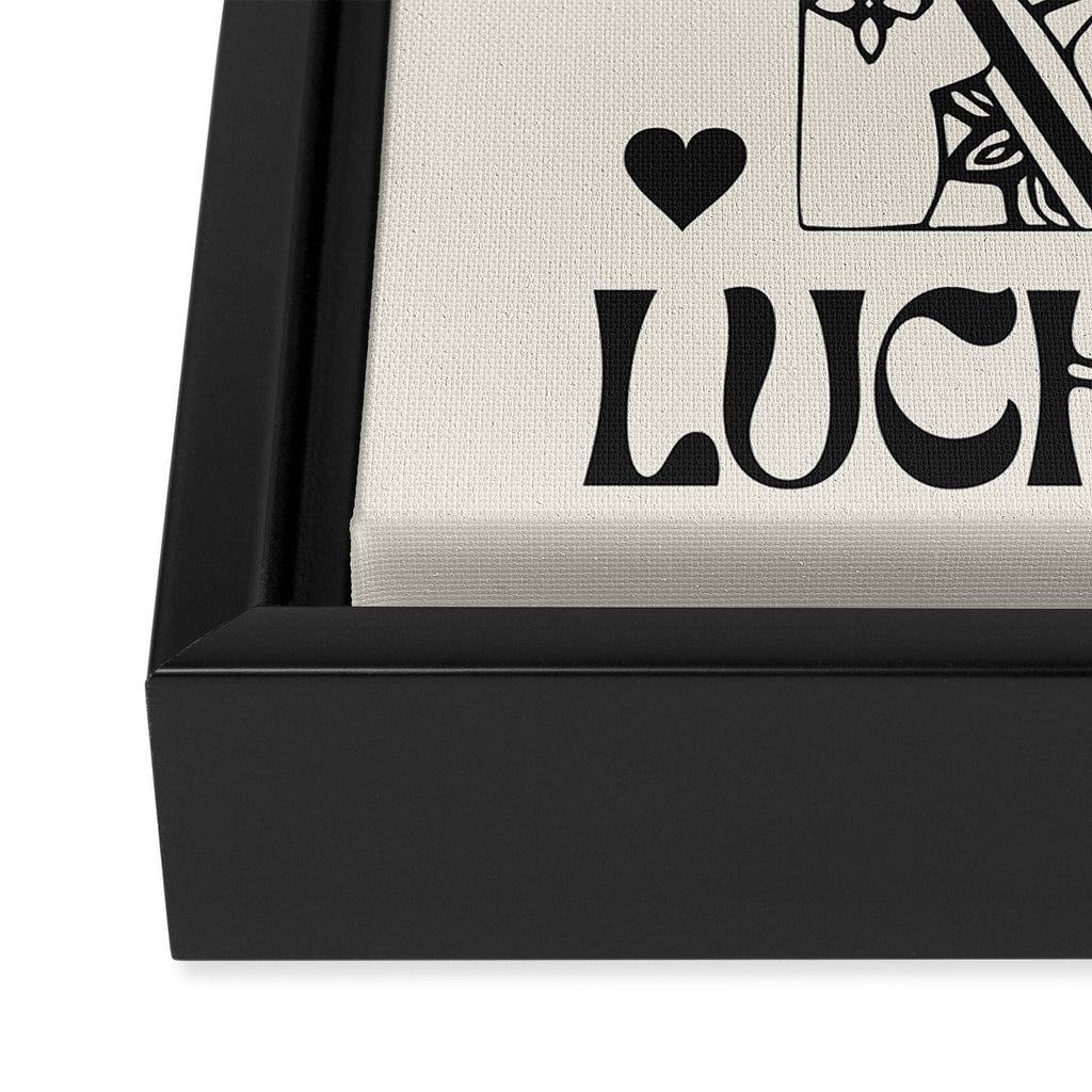 Lucky you Queen of Hearts Black and White Framed Canvas Print Gallery Image 3