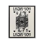 Lucky you Queen of Hearts Black and White Framed Canvas Print Gallery Image 6