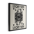 Lucky you Queen of Hearts Black and White Framed Canvas Print Gallery Image 2