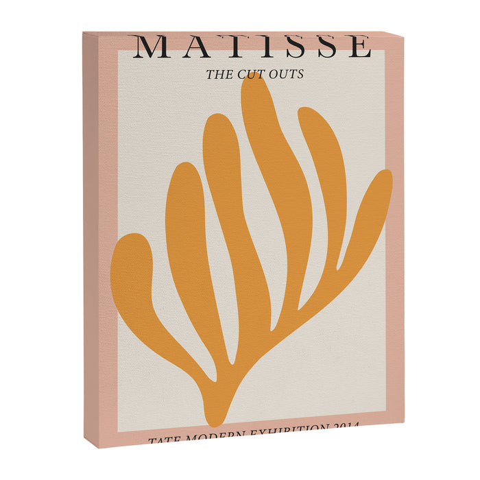 Matisse cut outs exhibition poster - Yellow leaf on pink Canvas Print Gallery Image 1