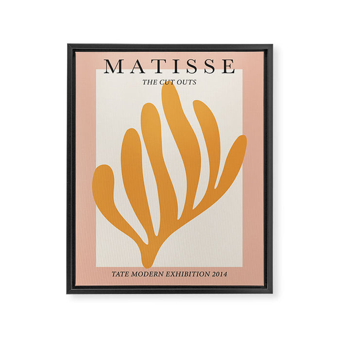 Matisse cut outs exhibition poster - Yellow leaf on pink Framed Canvas Print Gallery Image 1