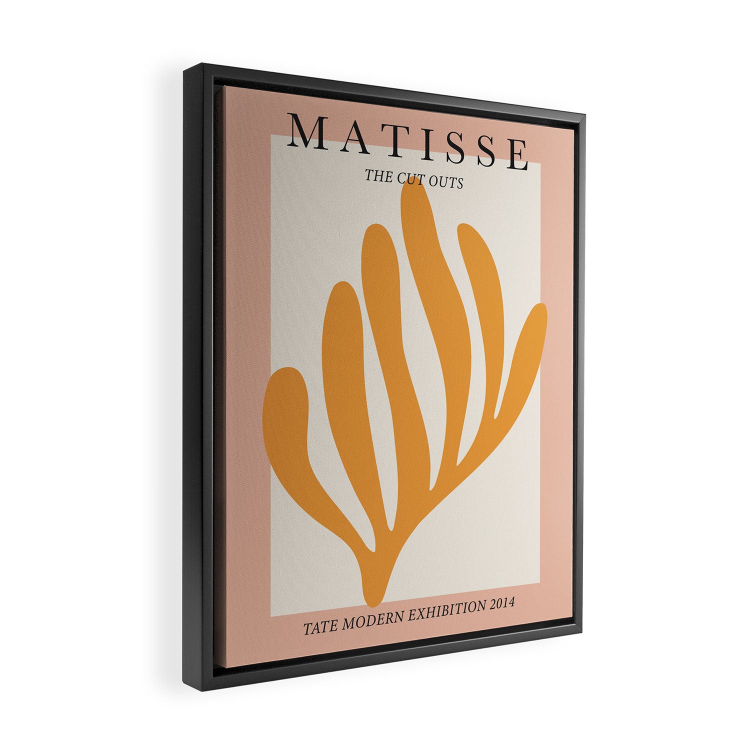 Matisse cut outs exhibition poster - Yellow leaf on pink Framed Canvas Print Gallery Image 2
