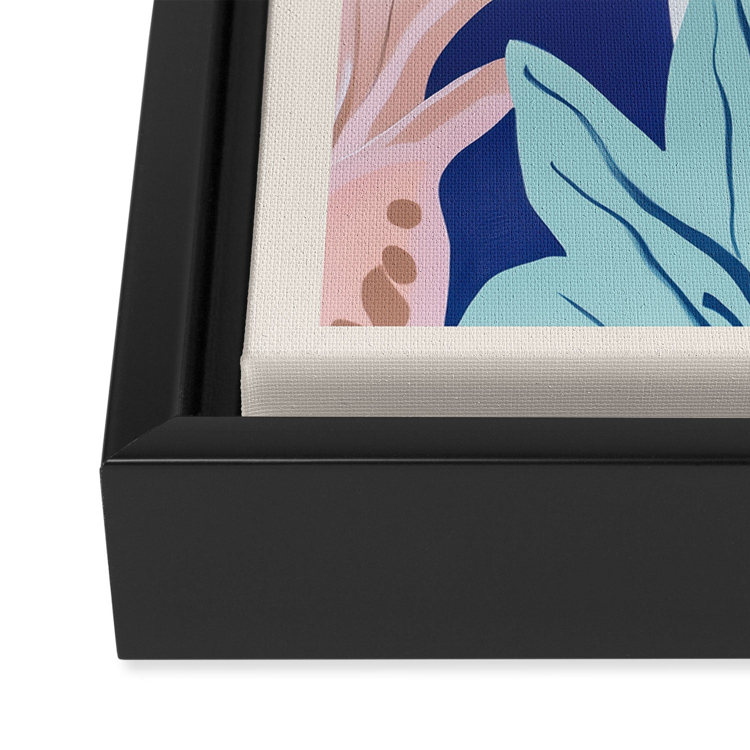 Matisse style Woman Portrait with Plants in Blue Tones Framed Canvas Print Gallery Image 3