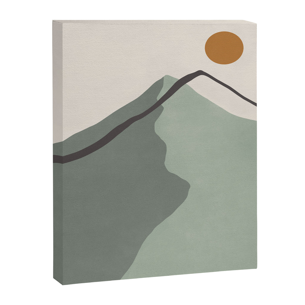 Minimalist Mountain Landscape in Sage Green Tones Canvas Print Gallery Image 6