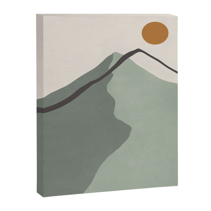 Minimalist Mountain Landscape in Sage Green Tones Canvas Print Gallery Image 1