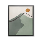 Minimalist Mountain Landscape in Sage Green Tones Framed Canvas Print Gallery Image 6