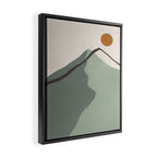 Minimalist Mountain Landscape in Sage Green Tones Framed Canvas Print Gallery Image 2