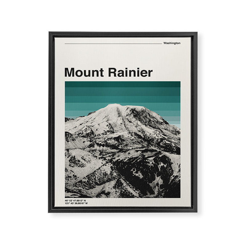 Mount Rainier Retro National Park Poster Framed Canvas Print Gallery Image 6