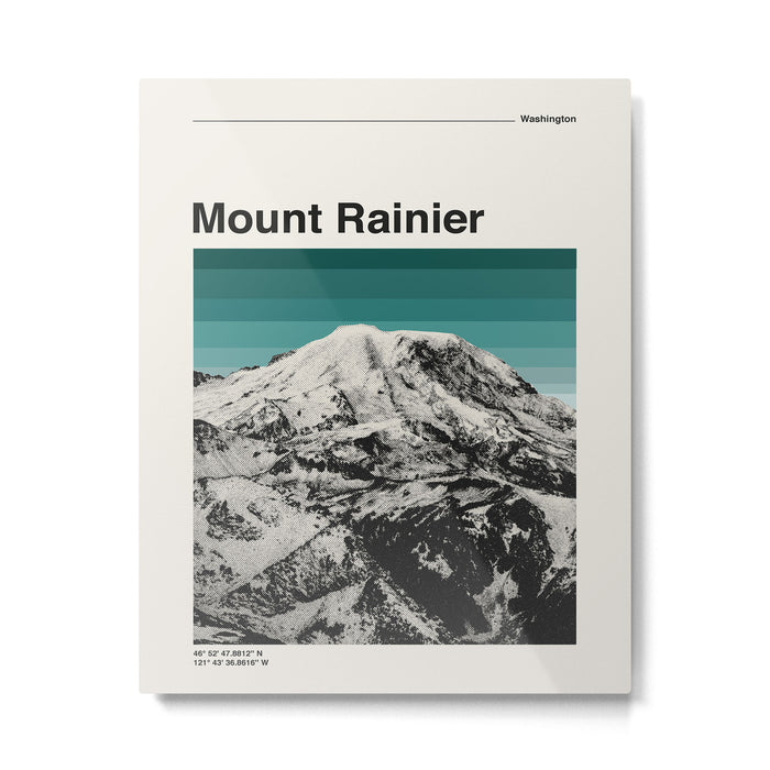 Mount Rainier Retro National Park Poster Metal Print Gallery Image 1