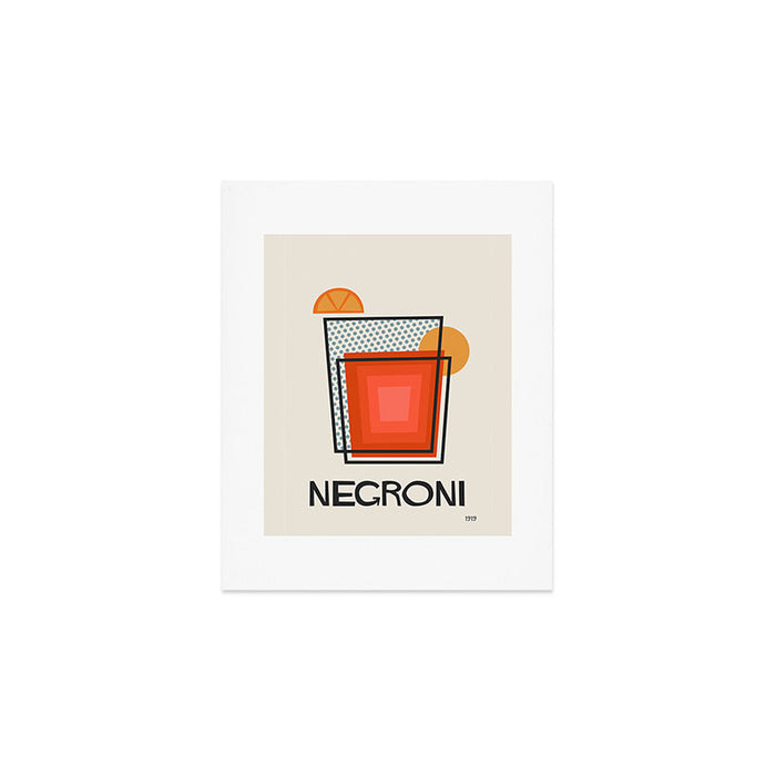 Negroni Minimalist Mid Century Modern Cocktail Print Art Print Gallery Image 1