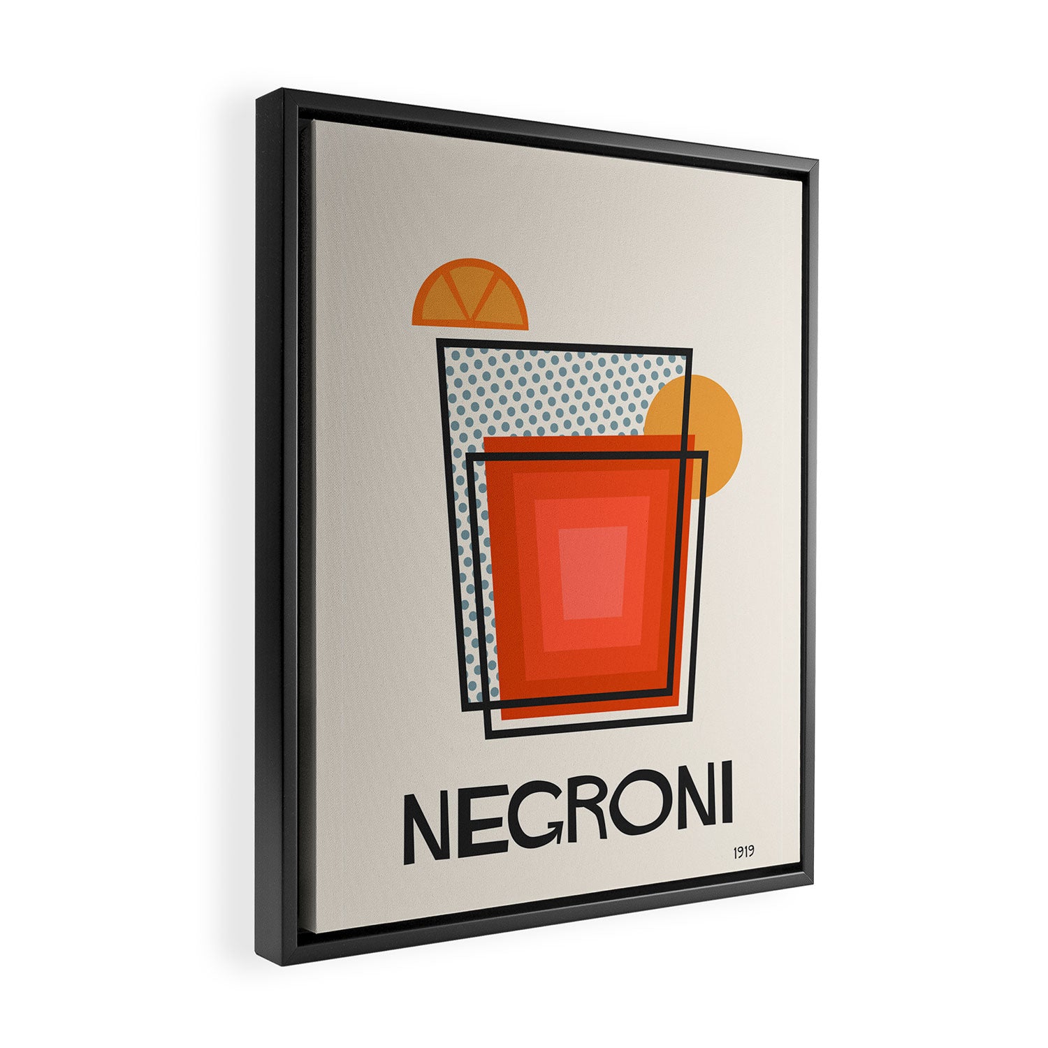 Negroni Minimalist Mid Century Modern Cocktail Print Framed Canvas Print Gallery Image 2