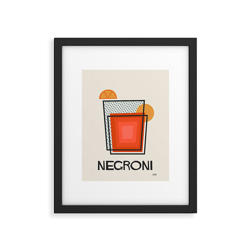 Negroni Minimalist Mid Century Modern Cocktail Print Framed Art Print Gallery Image 4