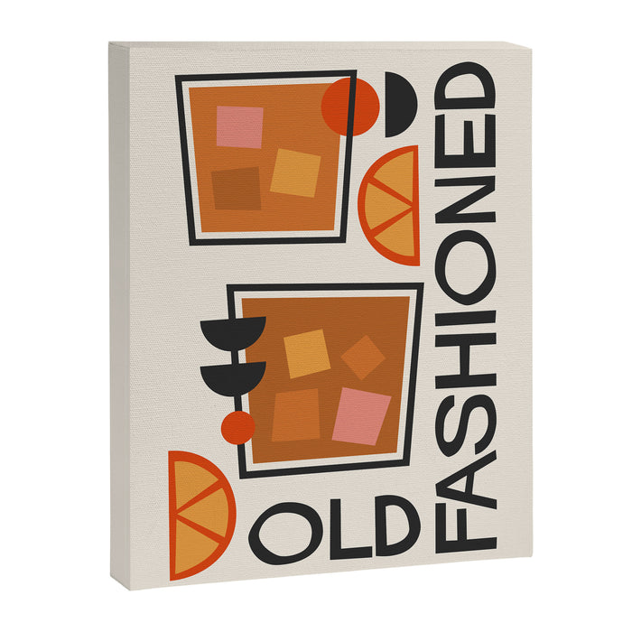 Old Fashioned Cocktail Minimalist Retro Print Canvas Print Gallery Image 1