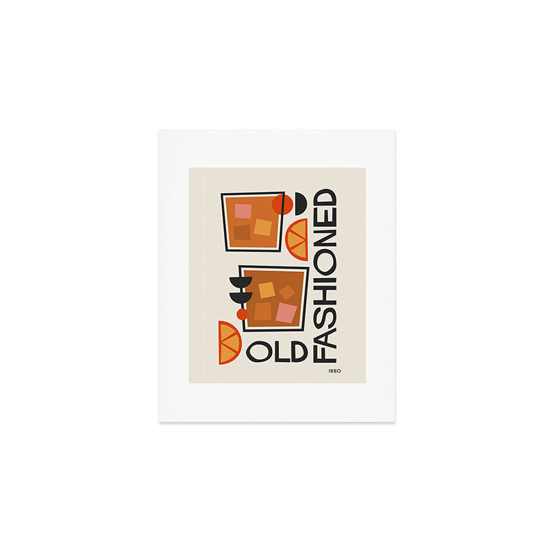 Old Fashioned Cocktail Minimalist Retro Print Art Print Gallery Image 1