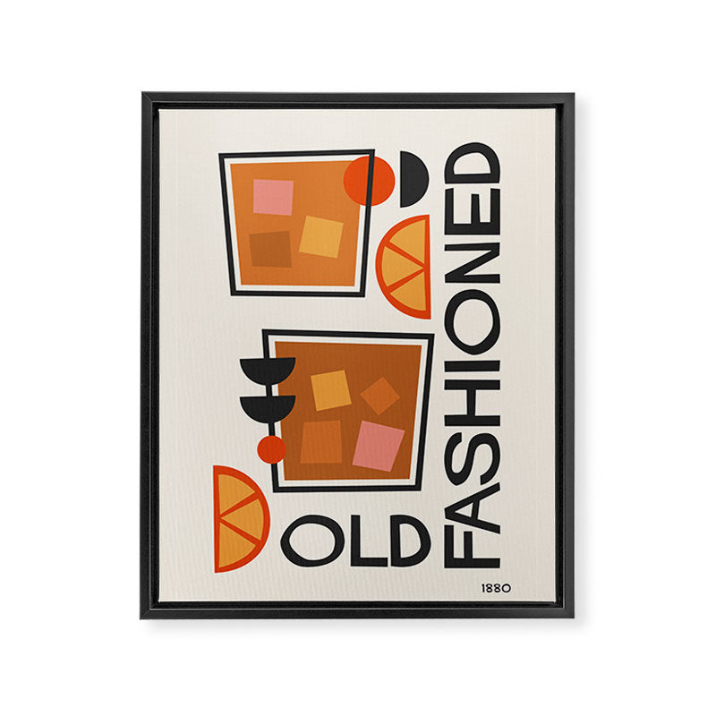 Old Fashioned Cocktail Minimalist Retro Print Framed Canvas Print Gallery Image 8