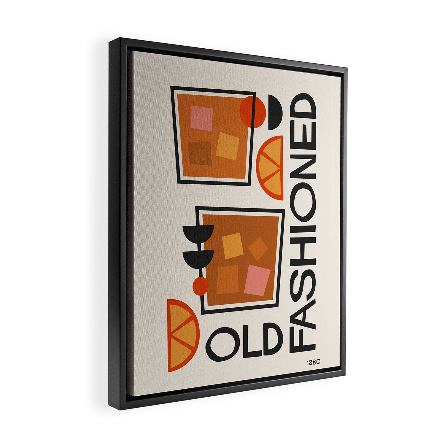 Old Fashioned Cocktail Minimalist Retro Print Framed Canvas Print Gallery Image 2