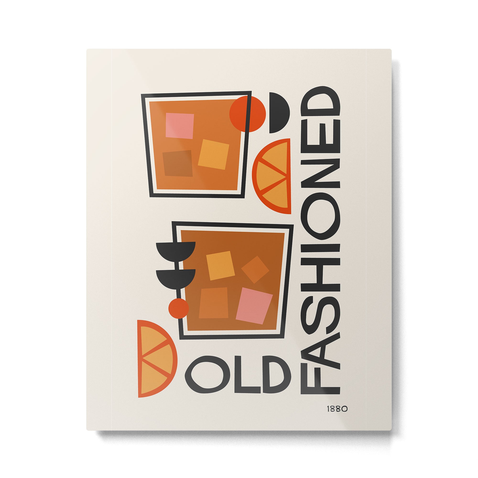 Old Fashioned Cocktail Minimalist Retro Print Metal Print Gallery Image 6