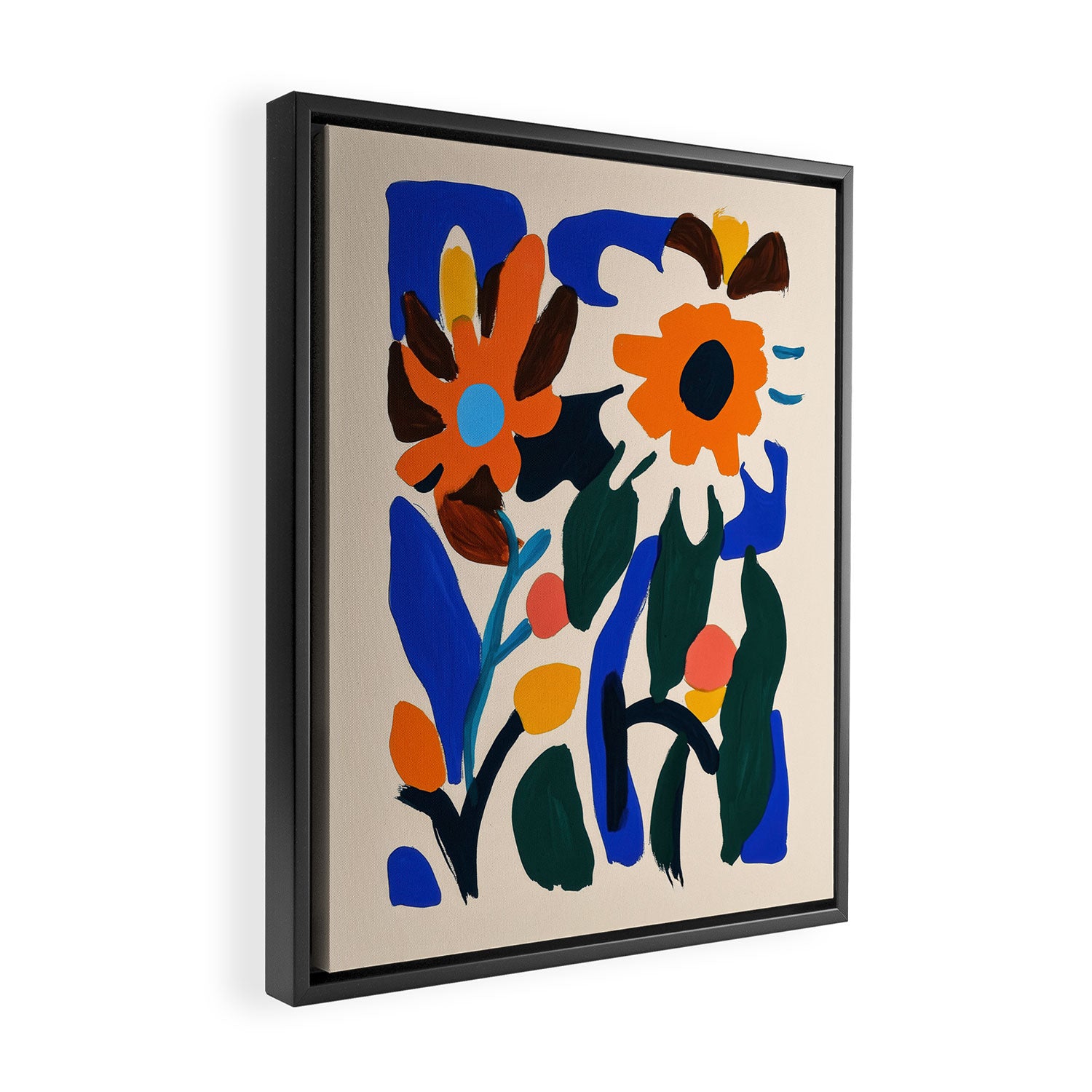 Quirky Flower Colorful Painting Framed Canvas Print Gallery Image 2