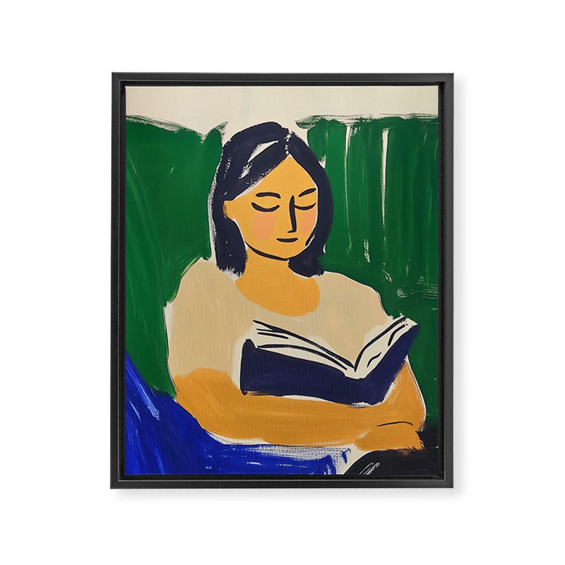 Reading Girl Abstract Female Art Matisse Inspired Framed Canvas Print Gallery Image 6