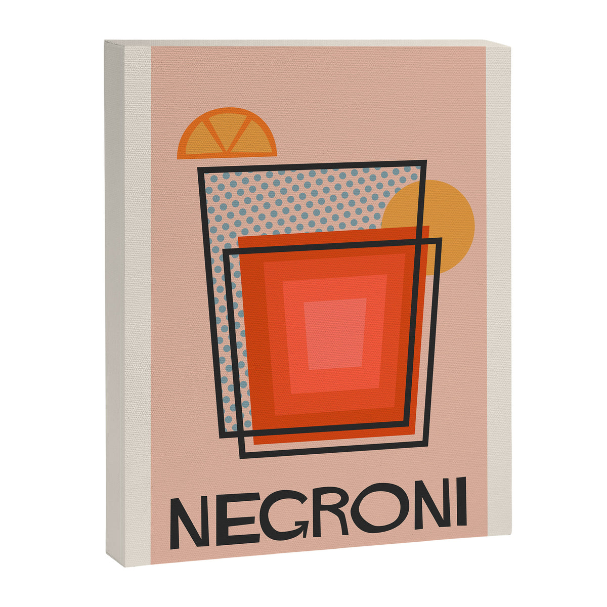 Retro Cocktail Print Negroni Pink Orange Canvas Print Gallery Image 6
