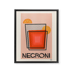 Retro Cocktail Print Negroni Pink Orange Framed Canvas Print Gallery Image 6
