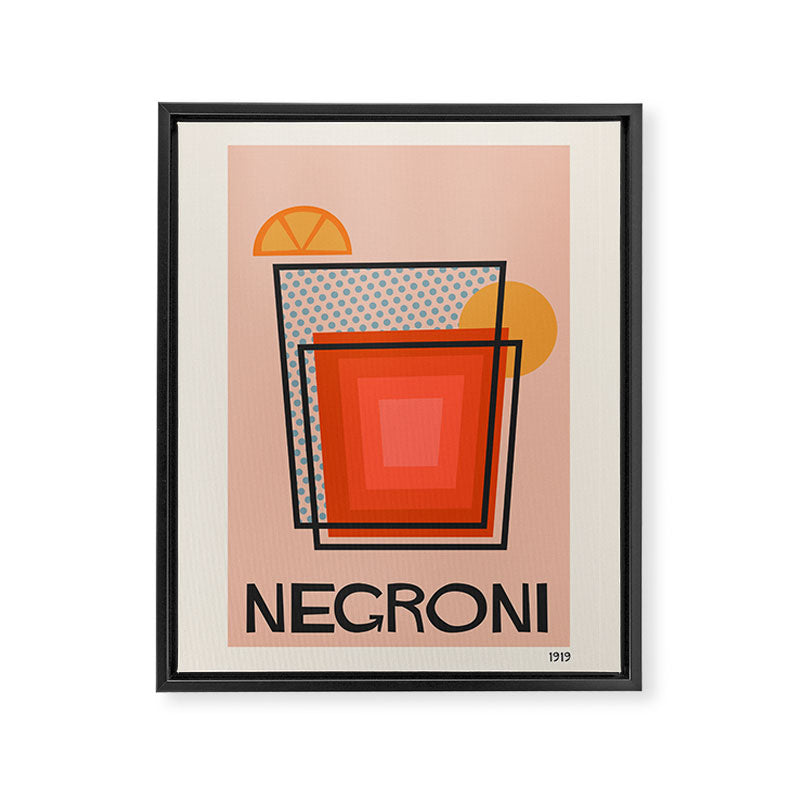 Retro Cocktail Print Negroni Pink Orange Framed Canvas Print Gallery Image 6