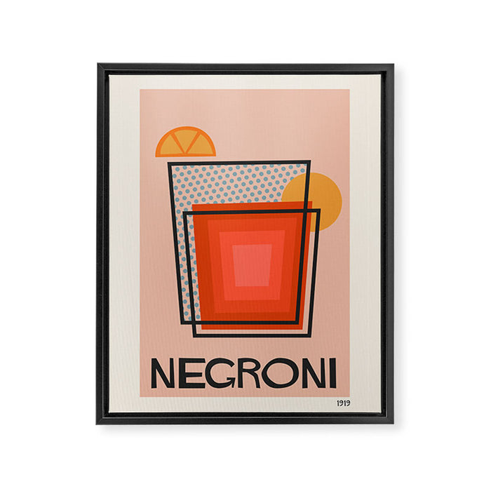 Retro Cocktail Print Negroni Pink Orange Framed Canvas Print Gallery Image 1