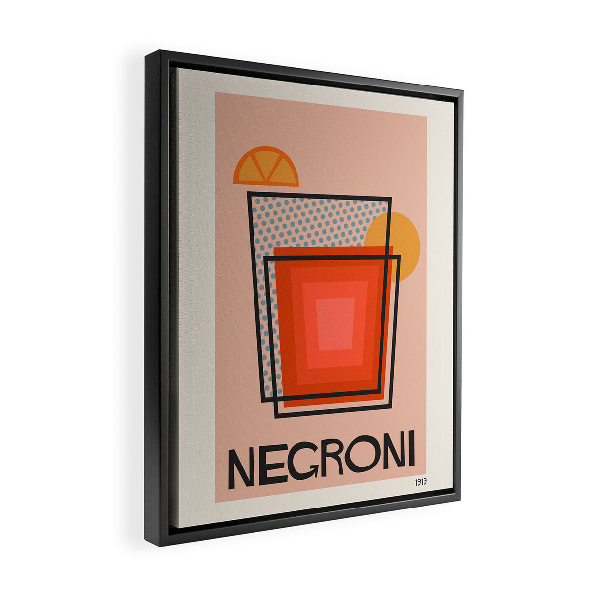 Retro Cocktail Print Negroni Pink Orange Framed Canvas Print Gallery Image 2