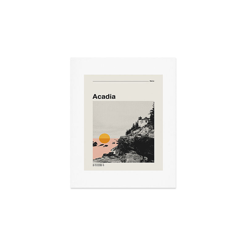 Retro National Park Poster, Acadia Maine, Vintage Mid Century Modern Art Print Gallery Image 1