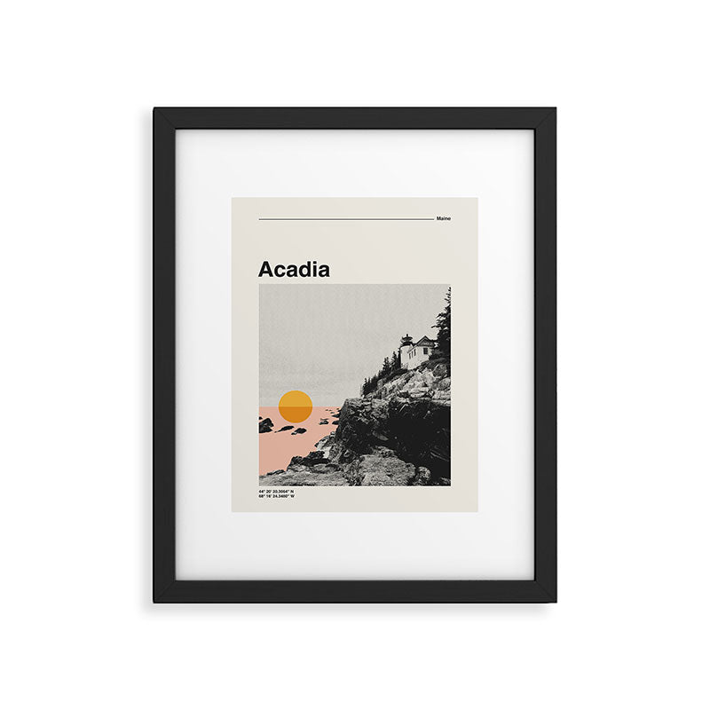 Retro National Park Poster, Acadia Maine, Vintage Mid Century Modern Framed Art Print Gallery Image 5