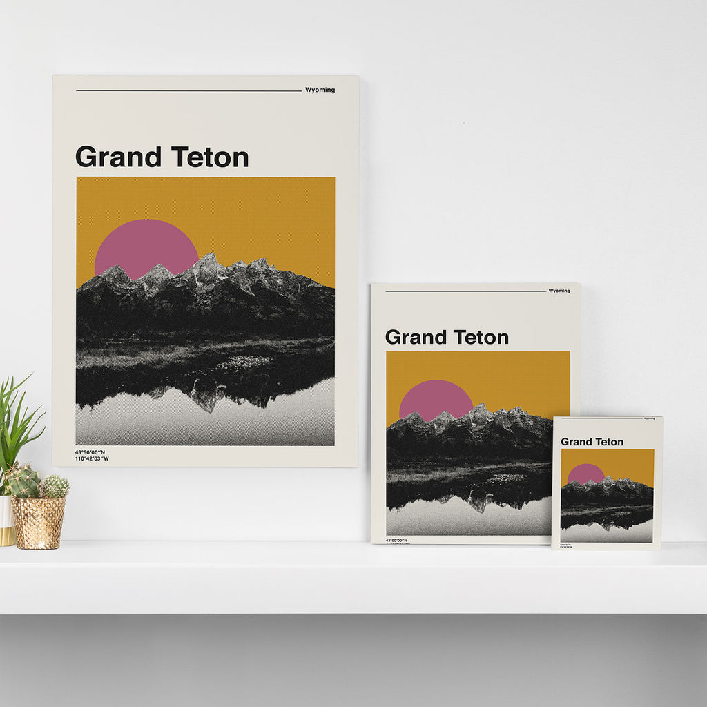 Retro National Park Poster Grand Teton Canvas Print Gallery Image 3